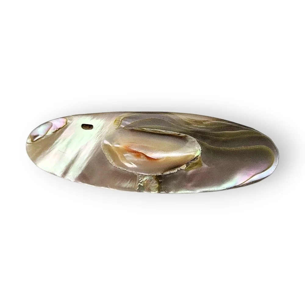Antique Blister Pearl Brooch Iridescent Abalone Shell Oval Victorian 1800s FLAW